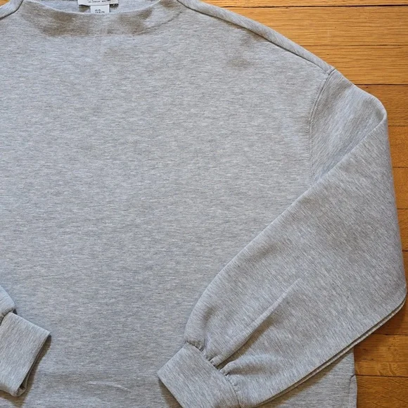 Rachel Zoe, Mockneck Boxy Drop Shoulder Sweatshirt, Gray, EUC, Women's XL - Picture 6 of 14